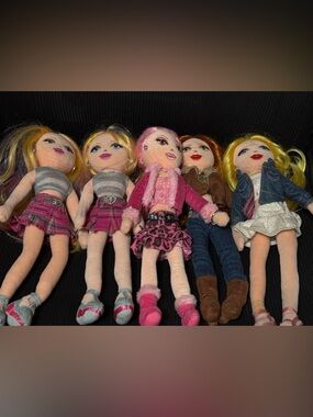 👗 Y2K Fashion Dolls Plush Lot (5) Ty Girlz Style Soft Dolls 2007